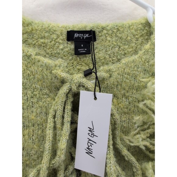 🌟HOST PICK🌟NASTY GAL Knitted Fringe Long Sleeve Pullover Lace Up Front Sweater - Picture 2 of 13